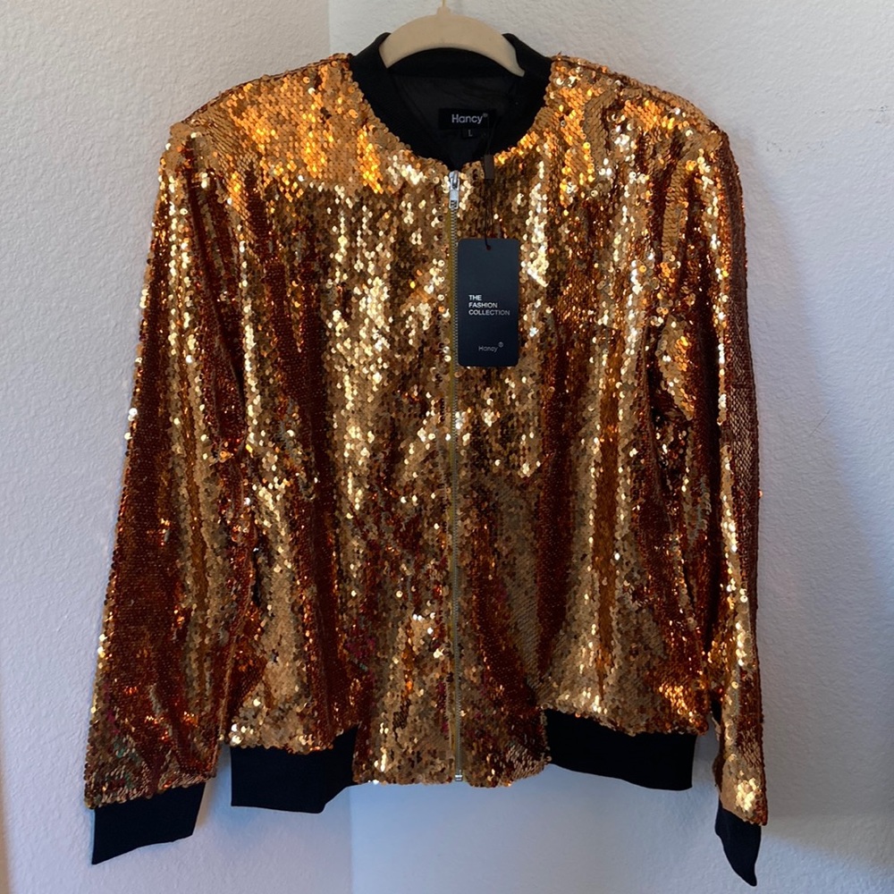 Tea Collection Shimmering Gold Bomber Jacket